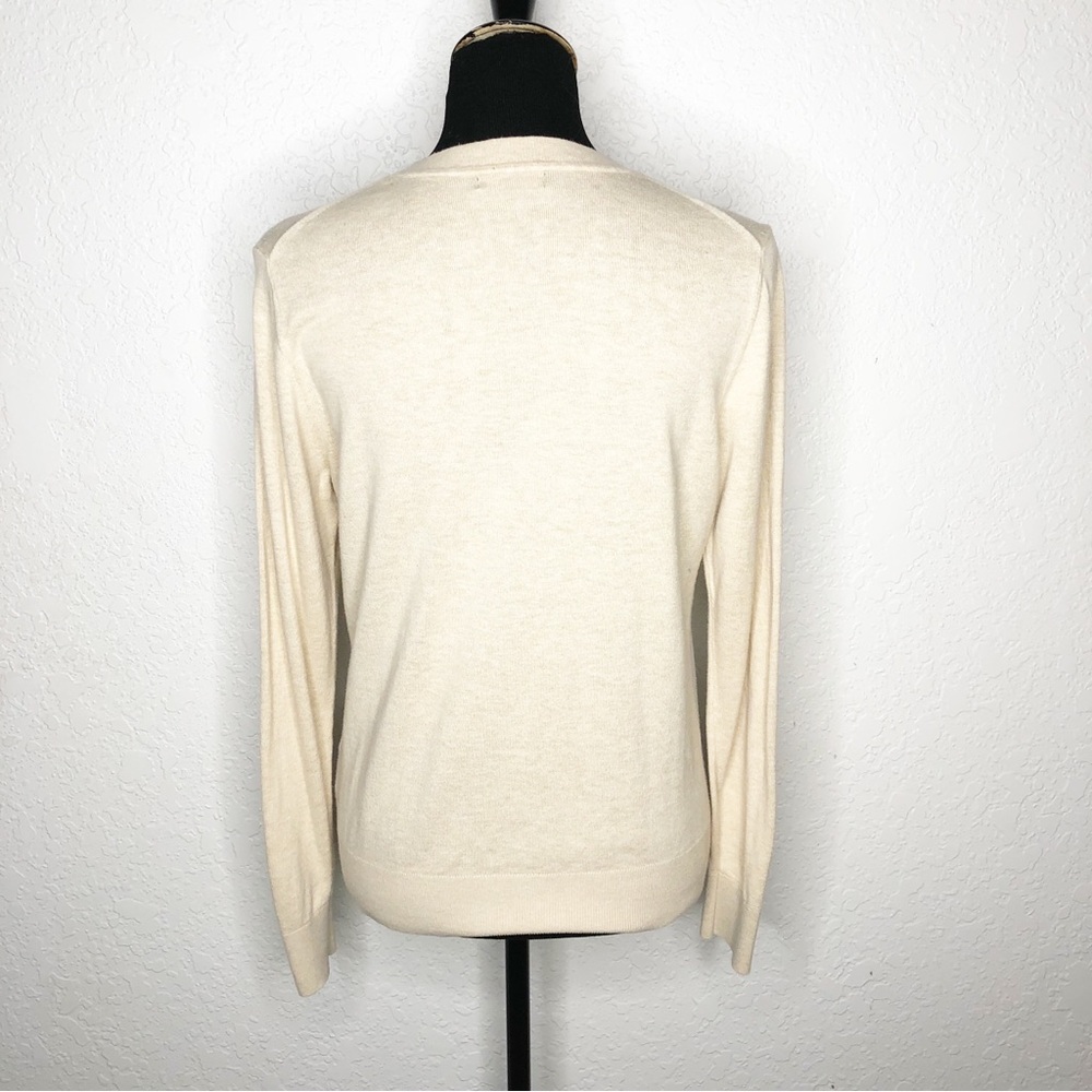 Quince oatmeal cream tan organic cotton cashmere lightweight sweater size Medium - Picture 14 of 14